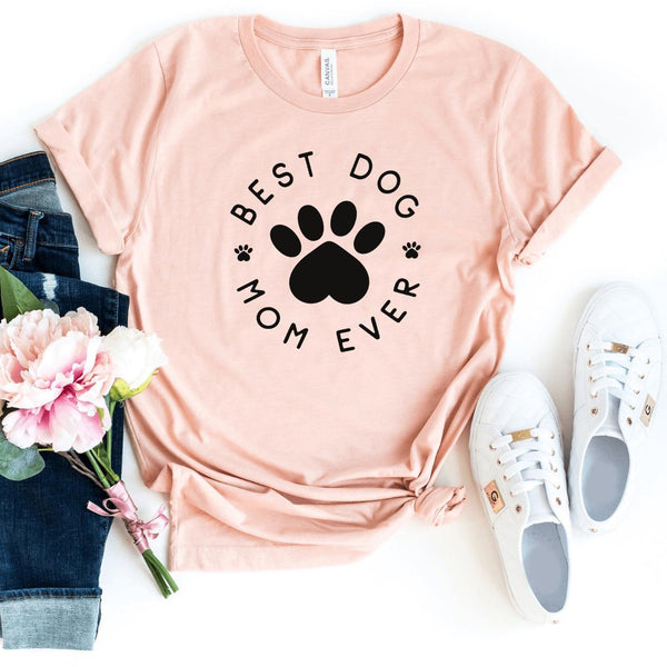 T-Shirt-Best Dog Mom Ever T-Shirt-S-Heather Peach-Jack N Roy