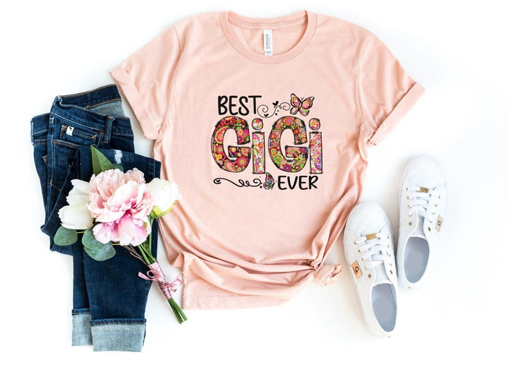 Shirts & Tops-Best Gigi Ever (Paisley Design) T-Shirt-S-Heather Peach-Jack N Roy