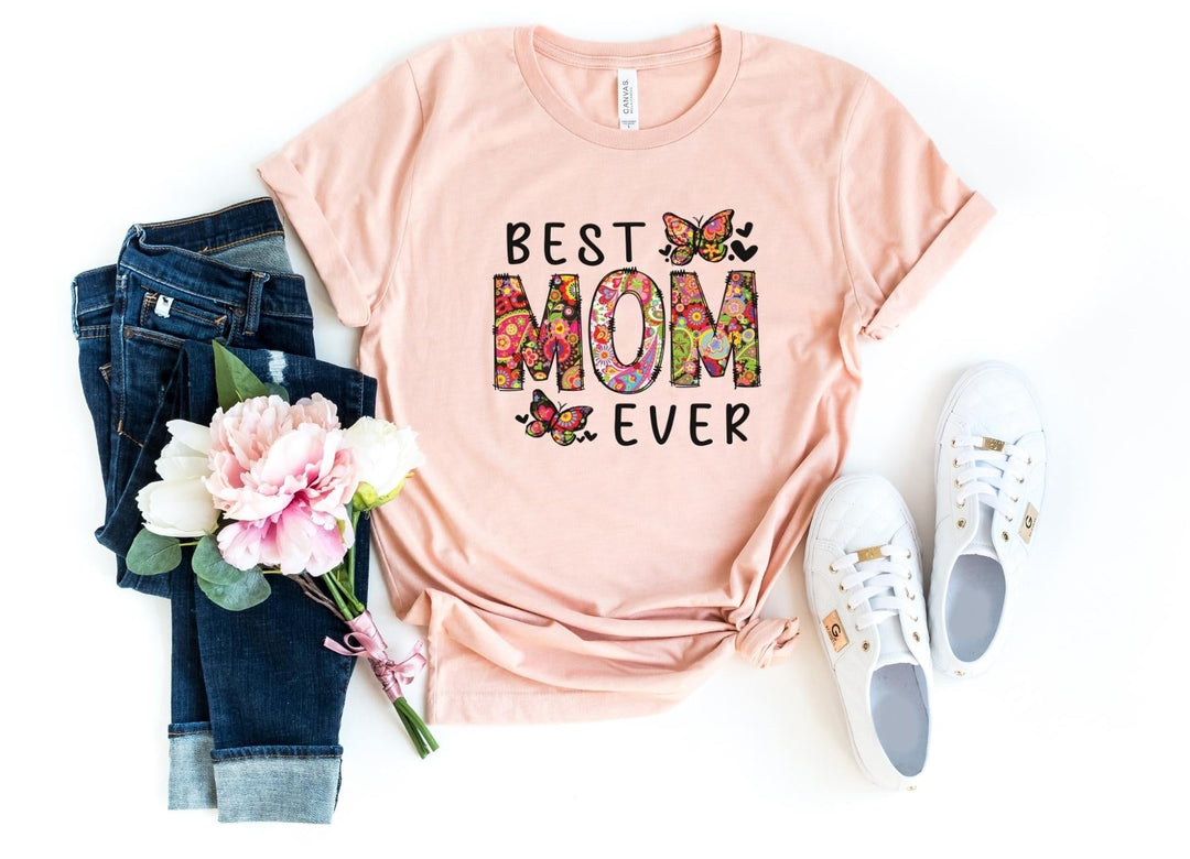 Shirts & Tops-Best Mom Ever (Paisley Design) T-Shirt-S-Heather Peach-Jack N Roy