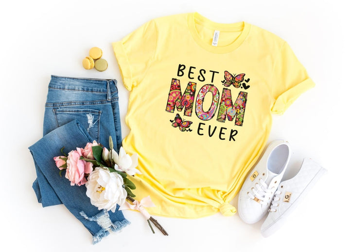 Shirts & Tops-Best Mom Ever (Paisley Design) T-Shirt-S-Yellow-Jack N Roy