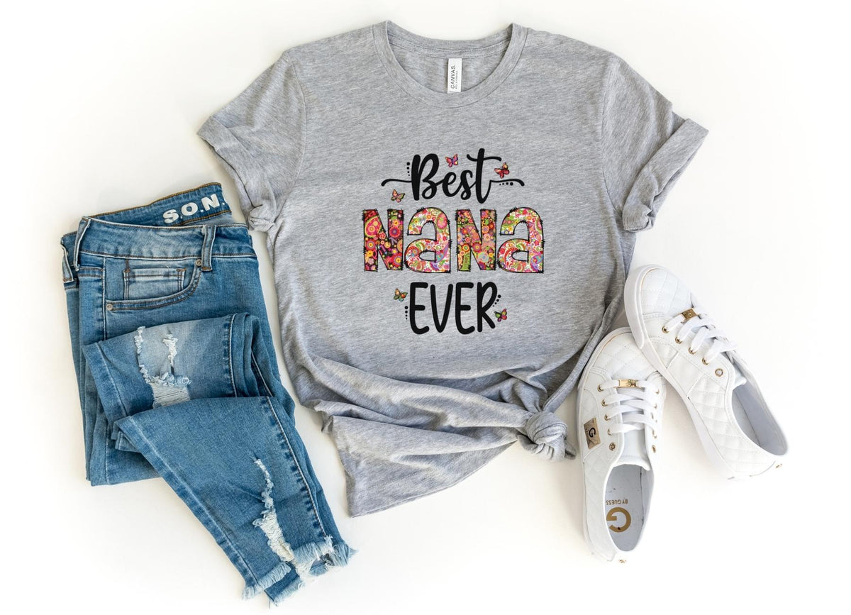 T-Shirt-Best Nana Ever (Paisley Design) T-Shirt-S-Athletic Heather-Jack N Roy