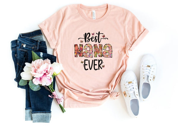 T-Shirt-Best Nana Ever (Paisley Design) T-Shirt-S-Heather Peach-Jack N Roy