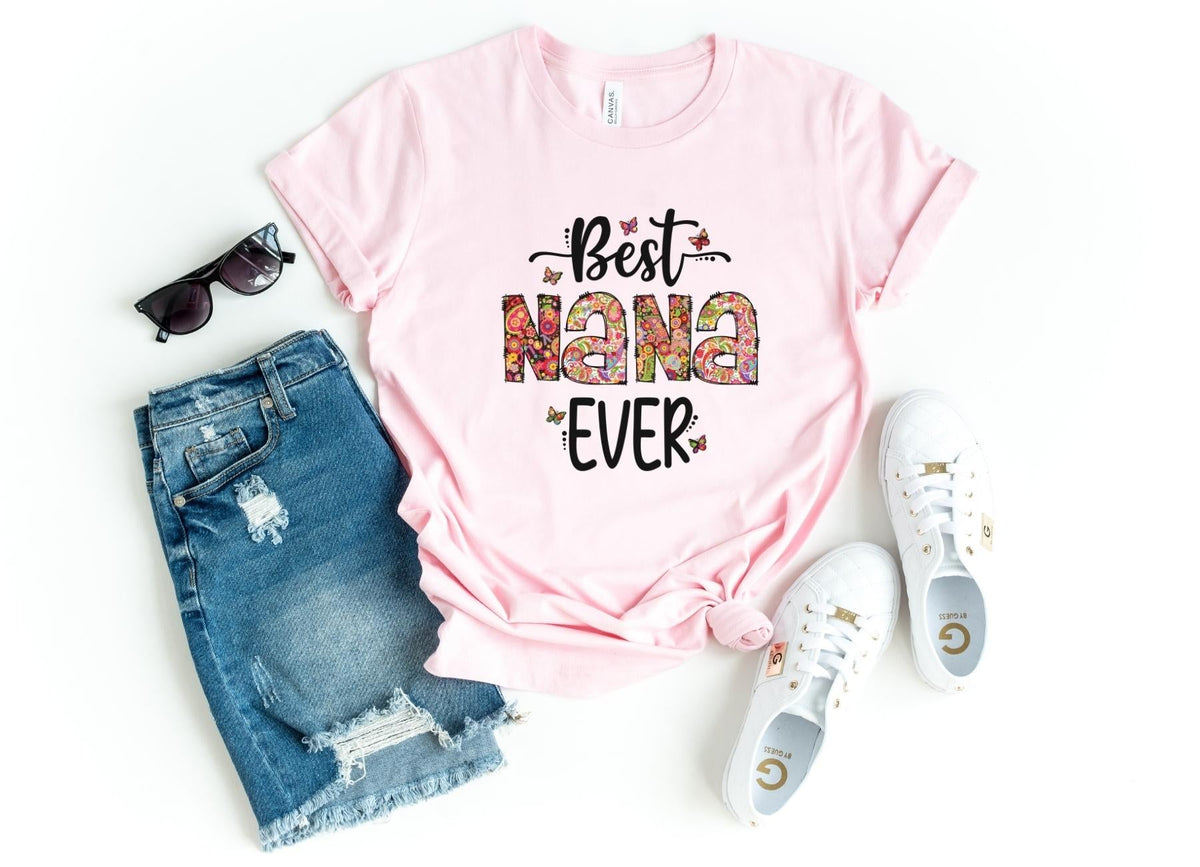T-Shirt-Best Nana Ever (Paisley Design) T-Shirt-S-Pink-Jack N Roy