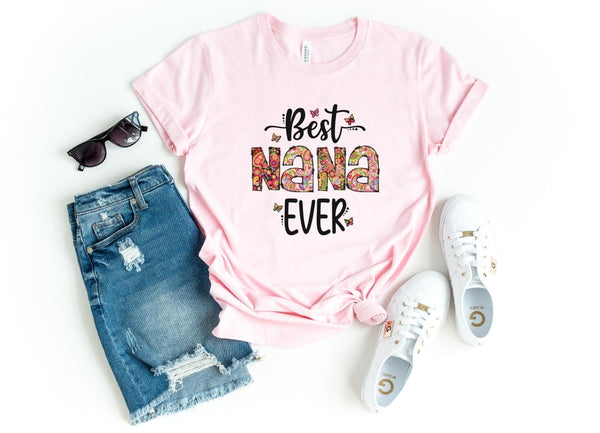 T-Shirt-Best Nana Ever (Paisley Design) T-Shirt-S-Pink-Jack N Roy