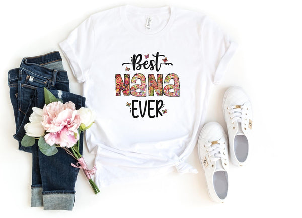 T-Shirt-Best Nana Ever (Paisley Design) T-Shirt-S-White-Jack N Roy