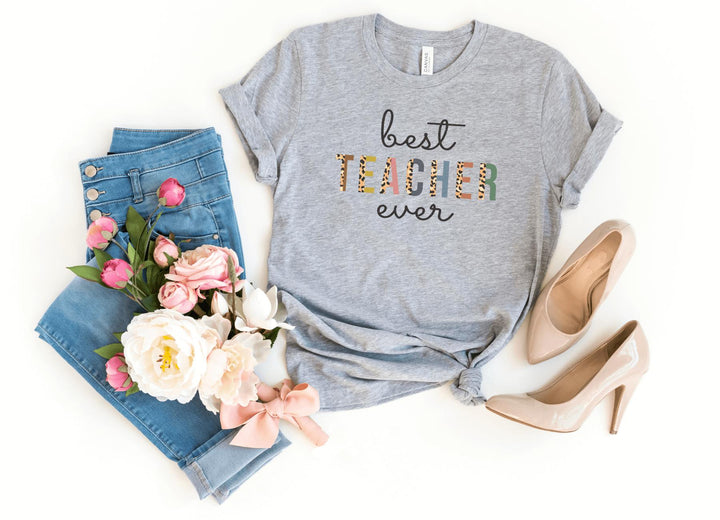 Shirts & Tops-Best Teacher Ever T-Shirt-S-Athletic Heather-Jack N Roy
