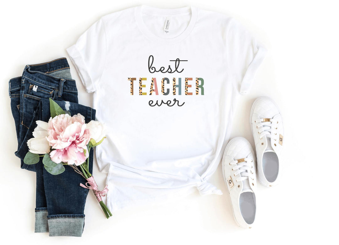 Shirts & Tops-Best Teacher Ever T-Shirt-S-White-Jack N Roy