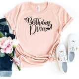 T-Shirt-Birthday Diva T-Shirt-S-Heather Peach-Jack N Roy