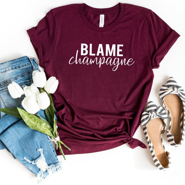T-Shirt-Blame Champagne T-Shirt-S-Maroon-Jack N Roy