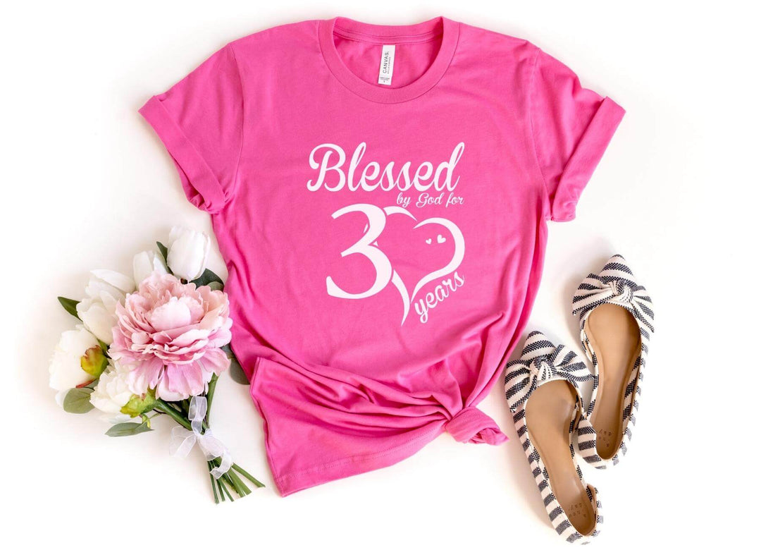 Shirts & Tops-Blessed For 30 Years T-Shirt-S-Charity Pink-Jack N Roy