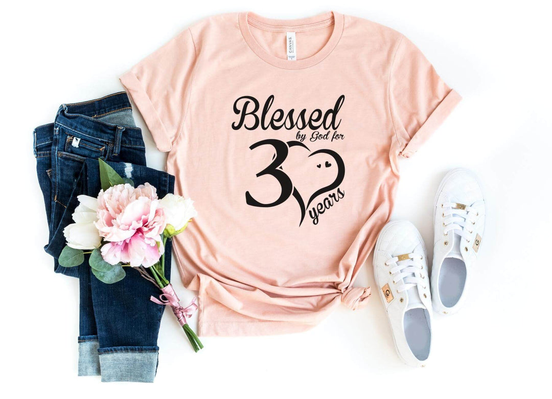 Shirts & Tops-Blessed For 30 Years T-Shirt-S-Heather Peach-Jack N Roy