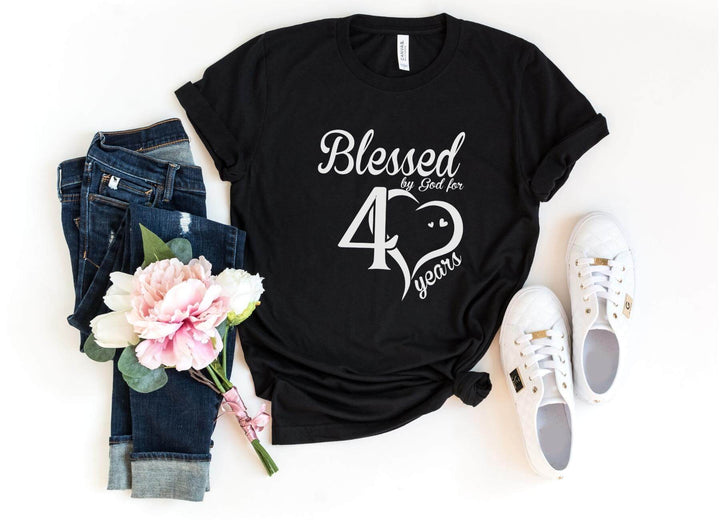 Shirts & Tops-Blessed For 40 Years T-Shirt-S-Black-Jack N Roy