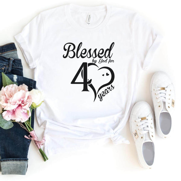 T-Shirt-Blessed For 40 Years T-Shirt-S-White-Jack N Roy