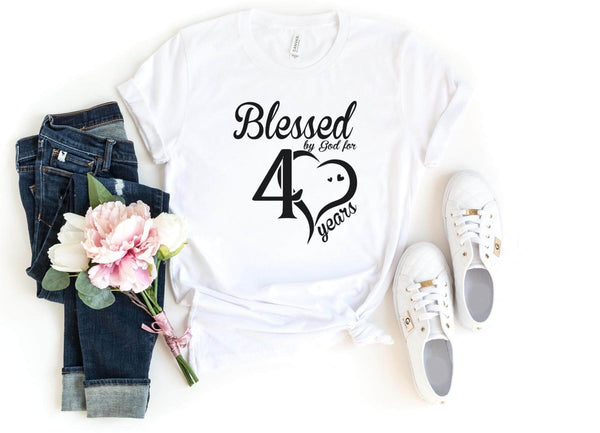 T-Shirt-Blessed For 40 Years T-Shirt-S-White-Jack N Roy