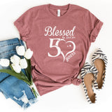 T-Shirt-Blessed For 50 Years T-Shirt-S-Heather Mauve-Jack N Roy