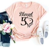 T-Shirt-Blessed For 50 Years T-Shirt-S-Heather Peach-Jack N Roy