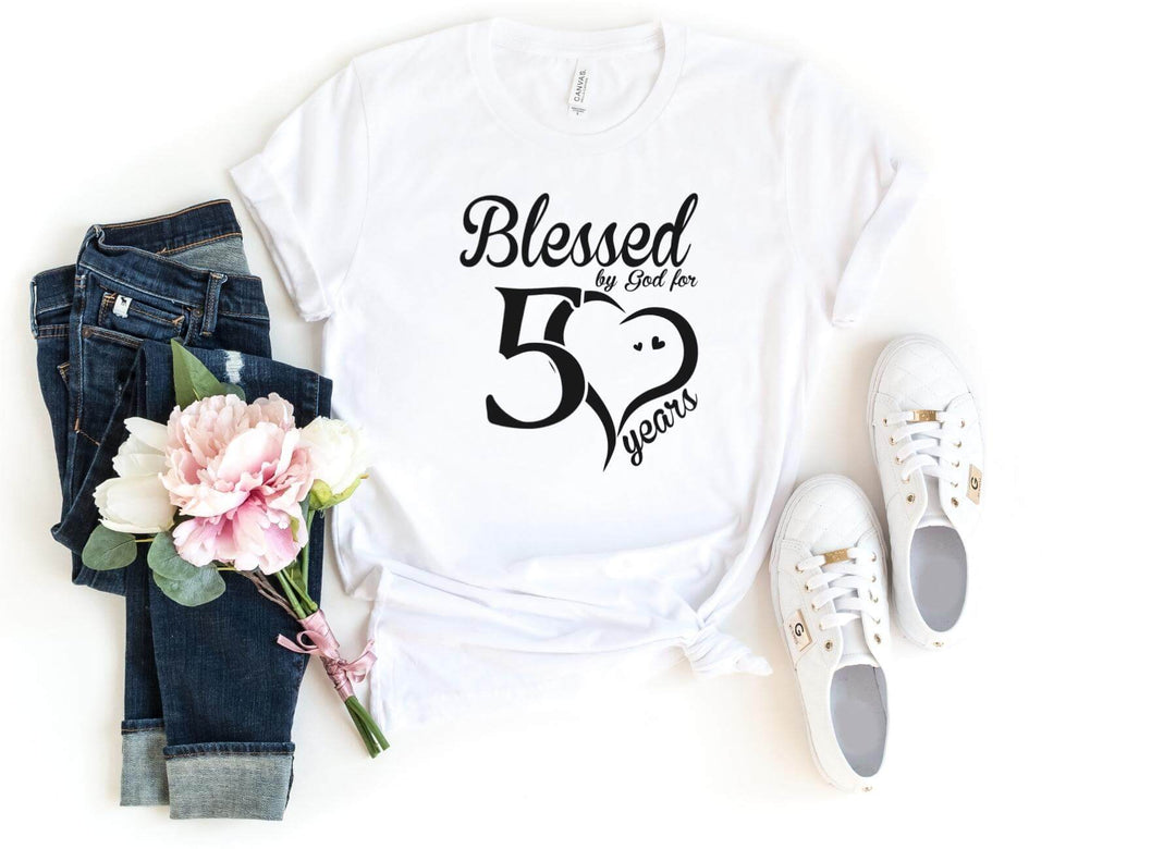 Shirts & Tops-Blessed For 50 Years T-Shirt-S-White-Jack N Roy