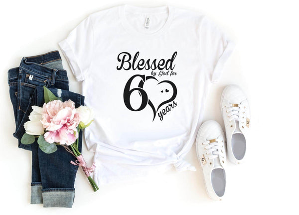 T-Shirt-Blessed For 60 Years T-Shirt-S-White-Jack N Roy
