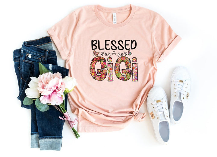 Shirts & Tops-Blessed Gigi (Paisley Design) T-Shirt-S-Heather Peach-Jack N Roy