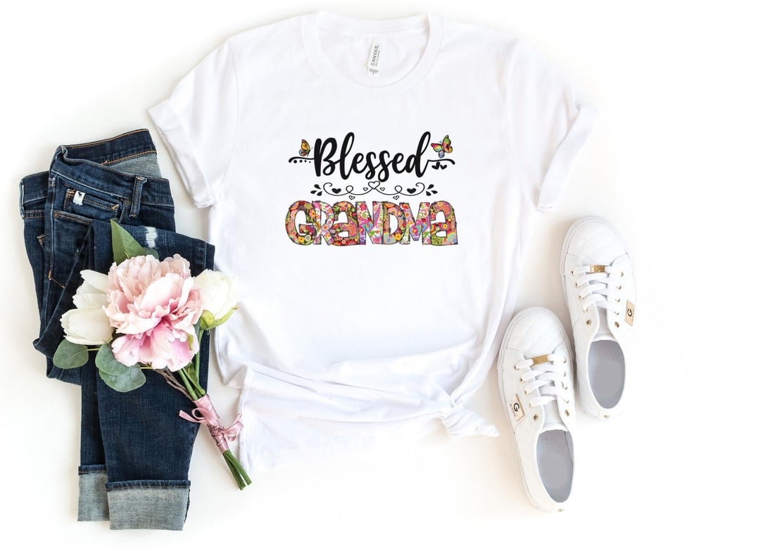 Shirts & Tops-Blessed Grandma (Paisley Design) T-Shirt-S-White-Jack N Roy