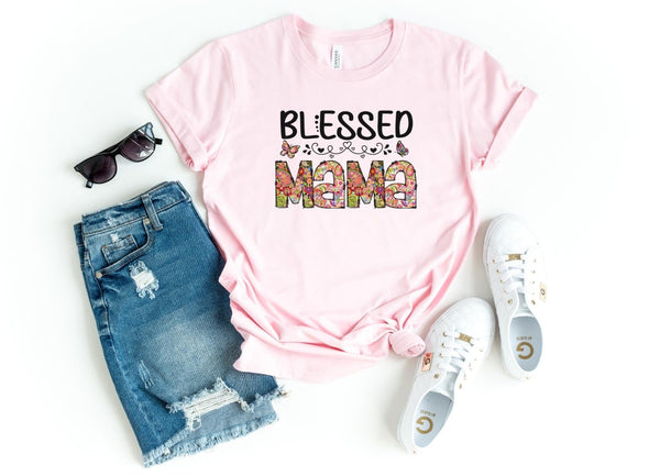 T-Shirt-Blessed Mama (Paisley Design) T-Shirt-S-Pink-Jack N Roy