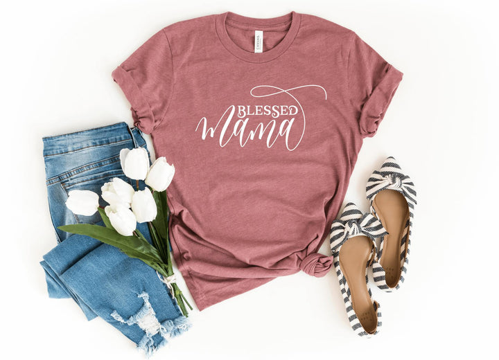Shirts & Tops-Blessed Mama T-Shirt-S-Heather Mauve-Jack N Roy