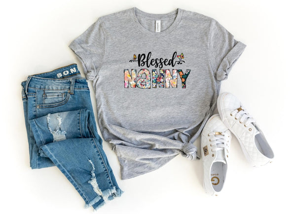 T-Shirt-Blessed Nanny (Paisley Design) T-Shirt-S-Athletic Heather-Jack N Roy
