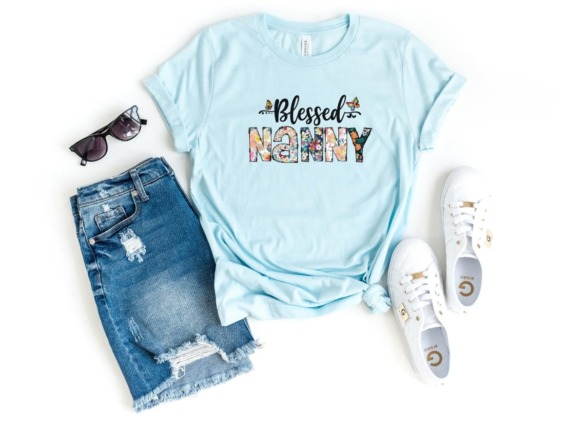 T-Shirt-Blessed Nanny (Paisley Design) T-Shirt-S-Heather Ice Blue-Jack N Roy