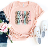 T-Shirt-Blessed Teacher T-Shirt-S-Heather Peach-Jack N Roy