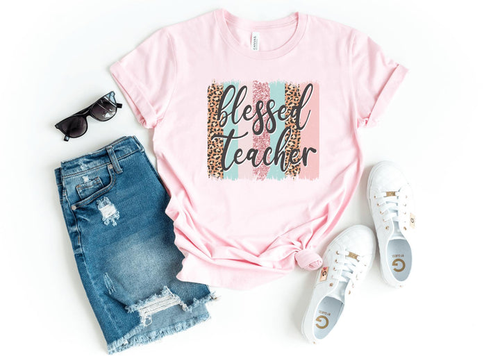 Shirts & Tops-Blessed Teacher T-Shirt-S-Pink-Jack N Roy