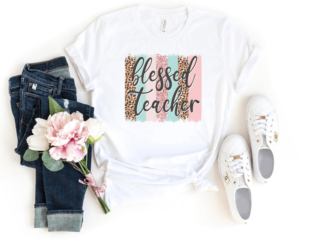 Shirts & Tops-Blessed Teacher T-Shirt-S-White-Jack N Roy