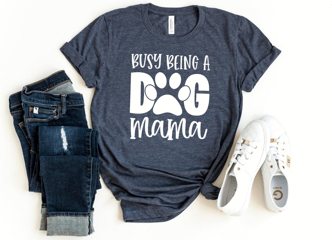 Shirts & Tops-Busy Dog Mama T-Shirt-S-Heather Navy-Jack N Roy