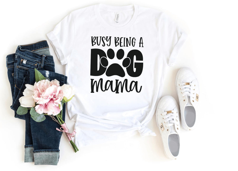 Shirts & Tops-Busy Dog Mama T-Shirt-S-White-Jack N Roy