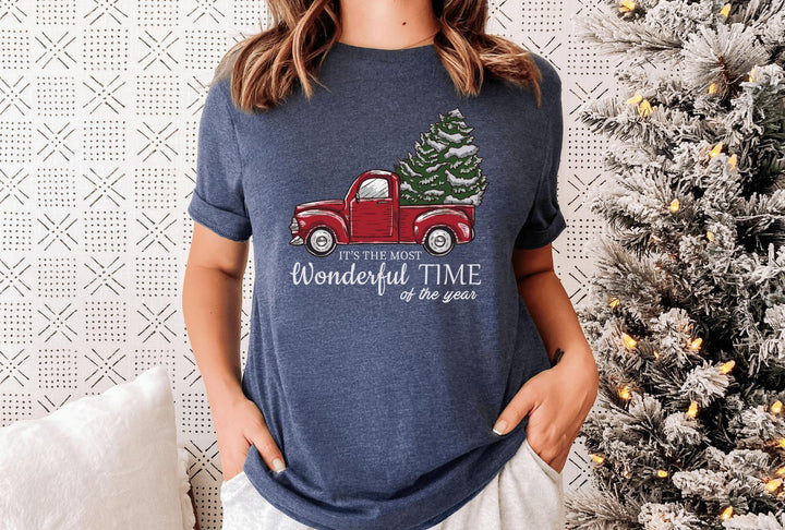 Shirts & Tops-Christmas Truck T-Shirt-Jack N Roy
