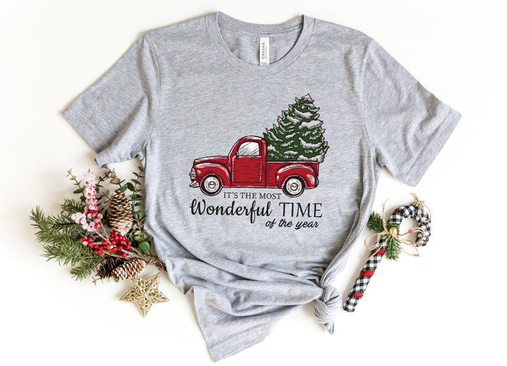Shirts & Tops-Christmas Truck T-Shirt-S-Athletic Heather-Jack N Roy