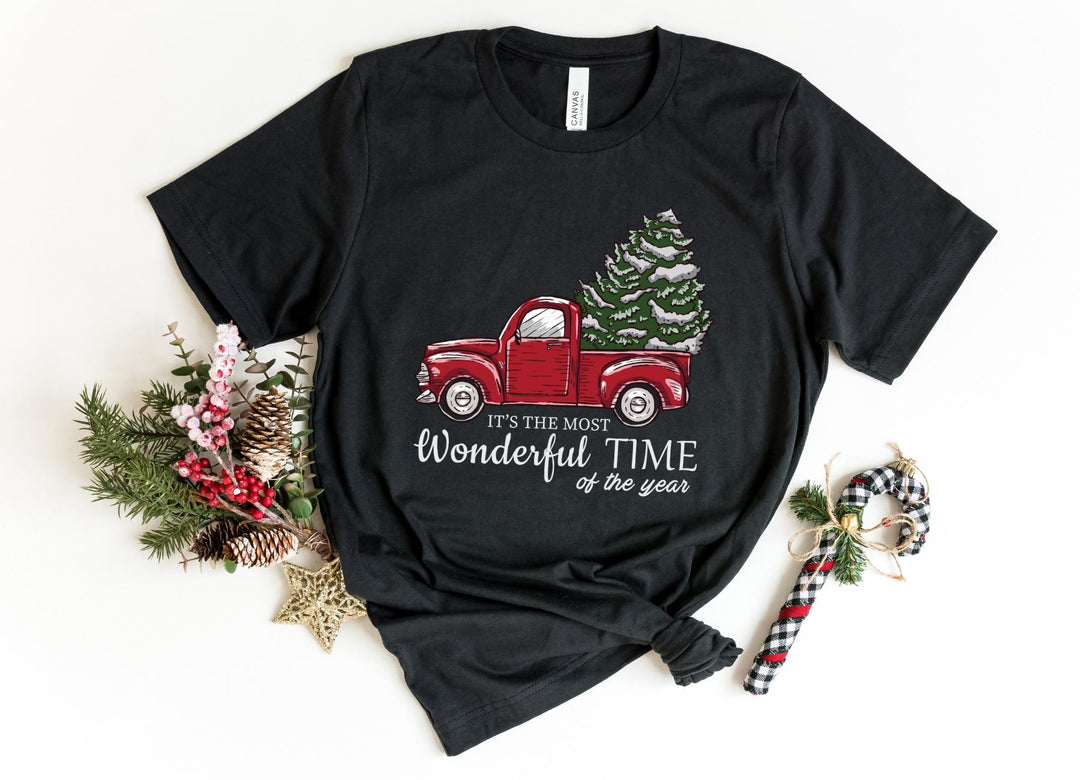 Shirts & Tops-Christmas Truck T-Shirt-S-Black-Jack N Roy