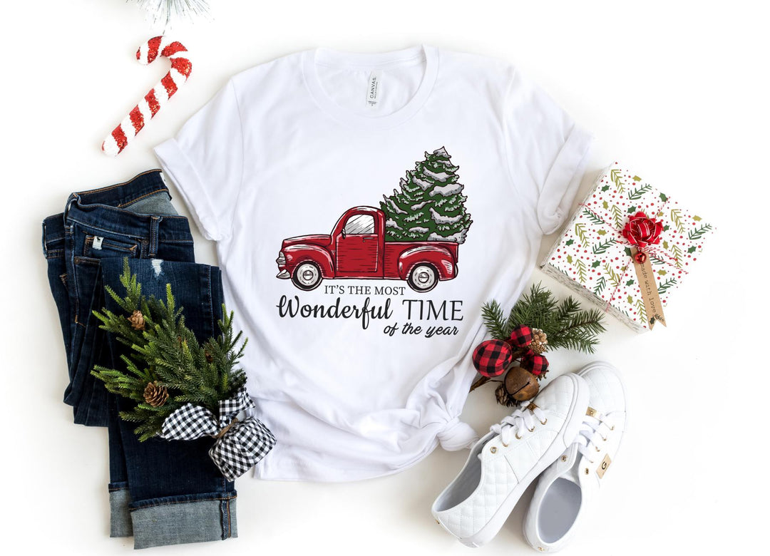 Shirts & Tops-Christmas Truck T-Shirt-S-White-Jack N Roy