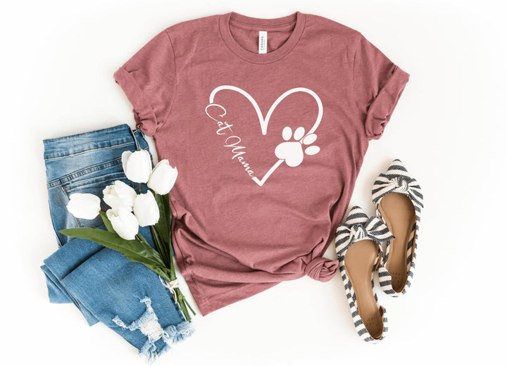 Shirts & Tops-Cat Mama T-Shirt-S-Heather Mauve-Jack N Roy