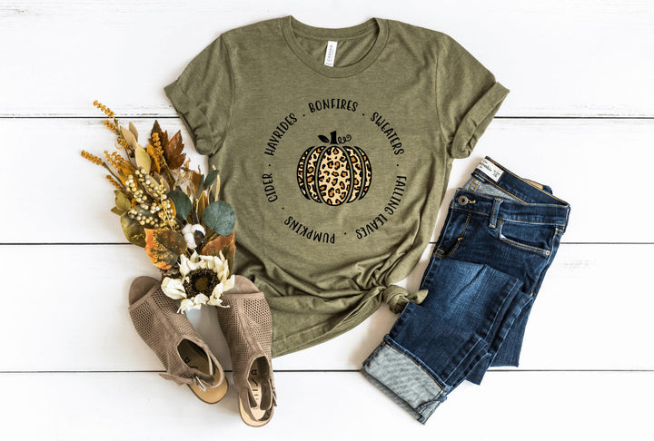 Shirts & Tops-Cheetah Print Pumpkin T-Shirt-S-Heather Olive-Jack N Roy