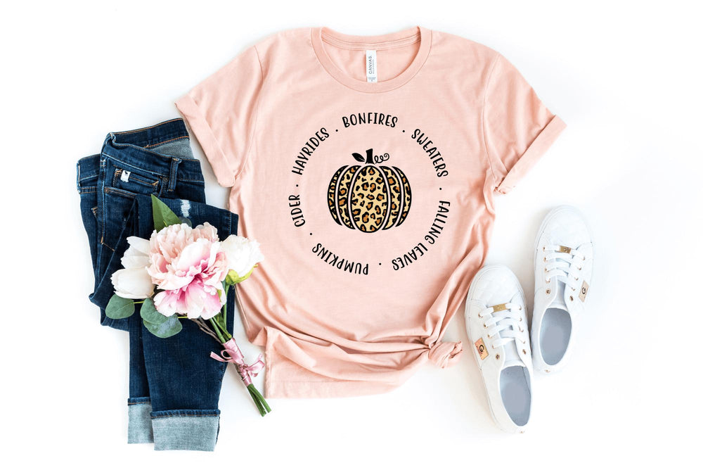Shirts & Tops-Cheetah Print Pumpkin T-Shirt-S-Heather Peach-Jack N Roy