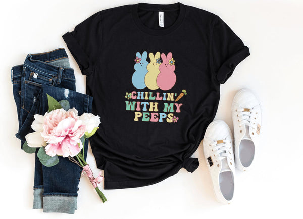 T-Shirt-Chillin' With My Peeps T-Shirt-S-Black-Jack N Roy