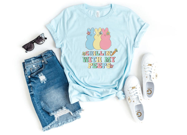 T-Shirt-Chillin' With My Peeps T-Shirt-S-Heather Ice Blue-Jack N Roy
