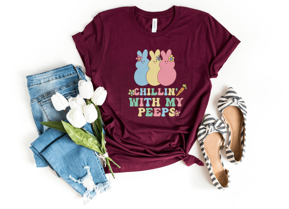 T-Shirt-Chillin' With My Peeps T-Shirt-S-Maroon-Jack N Roy