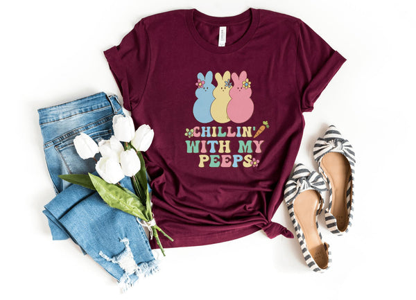 T-Shirt-Chillin' With My Peeps T-Shirt-S-Maroon-Jack N Roy