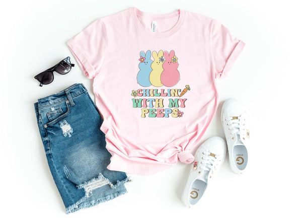 T-Shirt-Chillin' With My Peeps T-Shirt-S-Pink-Jack N Roy
