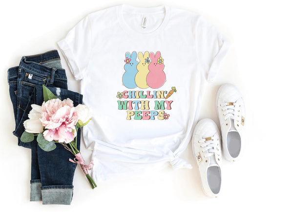 T-Shirt-Chillin' With My Peeps T-Shirt-S-White-Jack N Roy