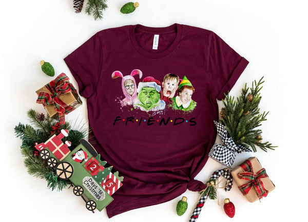 T-Shirt-Christmas Favorite Friends T-Shirt-S-Maroon-Jack N Roy