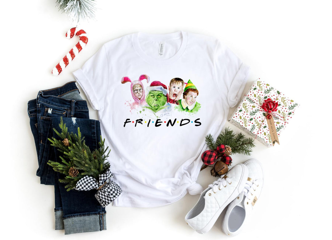 Shirts & Tops-Christmas Favorite Friends T-Shirt-S-White-Jack N Roy