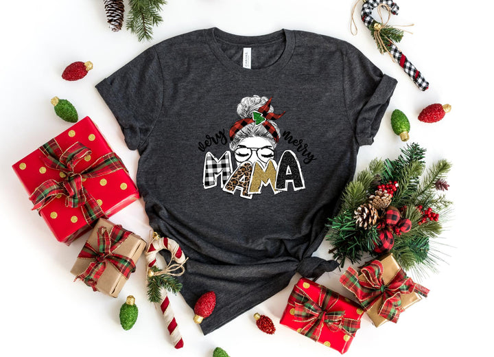 Shirts & Tops-Christmas Mama T-Shirt-S-Dark Grey Heather-Jack N Roy