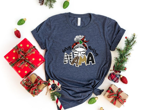 T-Shirt-Christmas Mama T-Shirt-S-Heather Navy-Jack N Roy